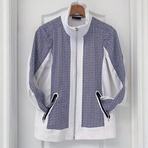 Orly Zip Up Jacket Women’s Medium White Navy Athletic Lightweight Spring Athleis